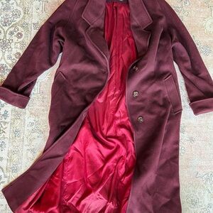 Burgundy Long Coat with Red Lining